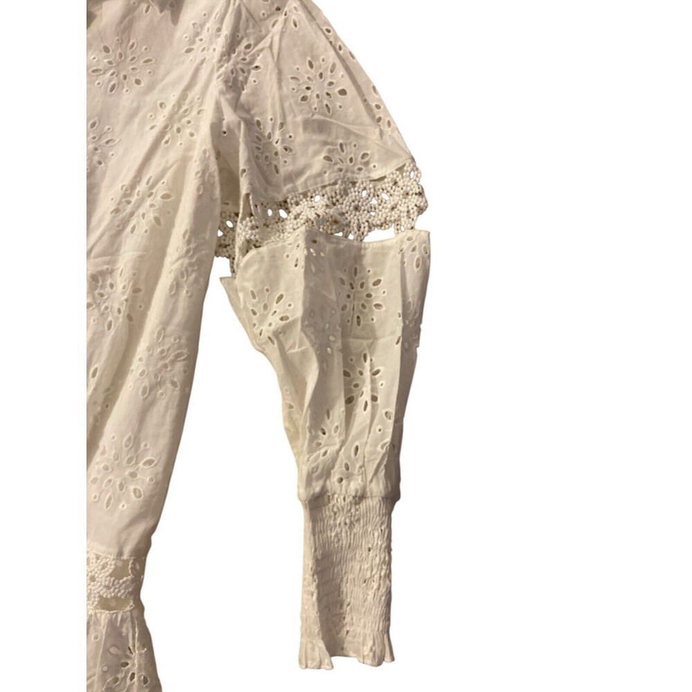 Anthropologie Beulah Women’s White Embroidered Dress sz Small long sleeve - Picture 5 of 15